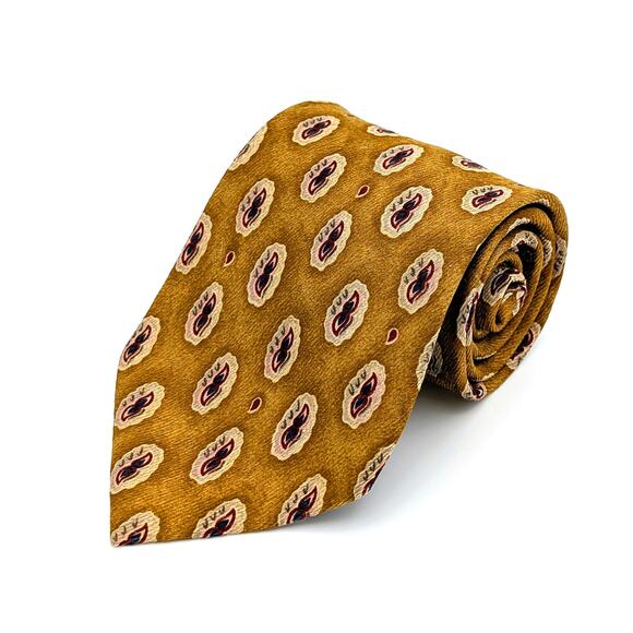 Vintage Nautica Silk Tie Gold Abstract Geometric Preppy 90s Retro Made in USA - Picture 3 of 9
